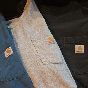 Lot Of 3 Carhartt T-Shirts in Blue, Gray, and Black